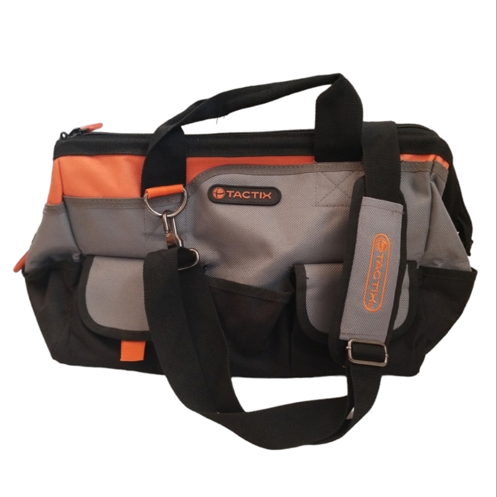 Tactix Tool Bag 16-Inch Open Mouth Black Orange